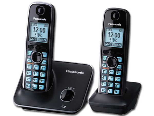 Teléfono Inalámbrico Panasonic KX-TG4112MEB Tecnología DECT 6.0 Digital, Altavoz en base, LCD, Identificador de llamadas e iluminación color azul.